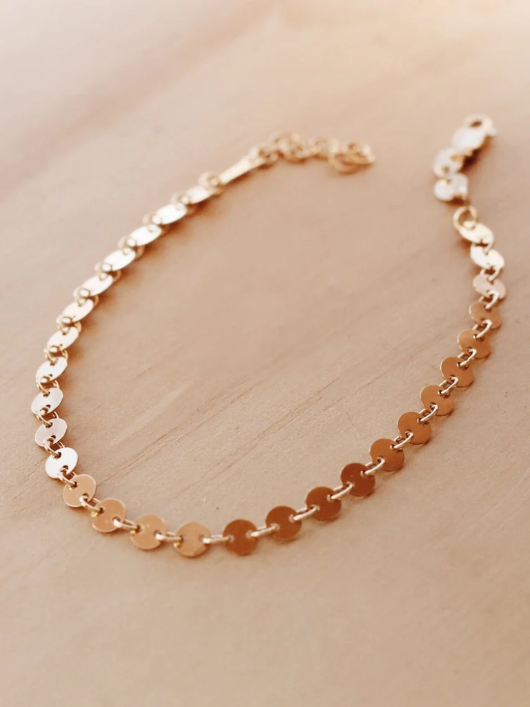 Gold Filled Priscilla Ma Sequin Disc Chain Bracelet 7 Inch Gf — image 6 of 6